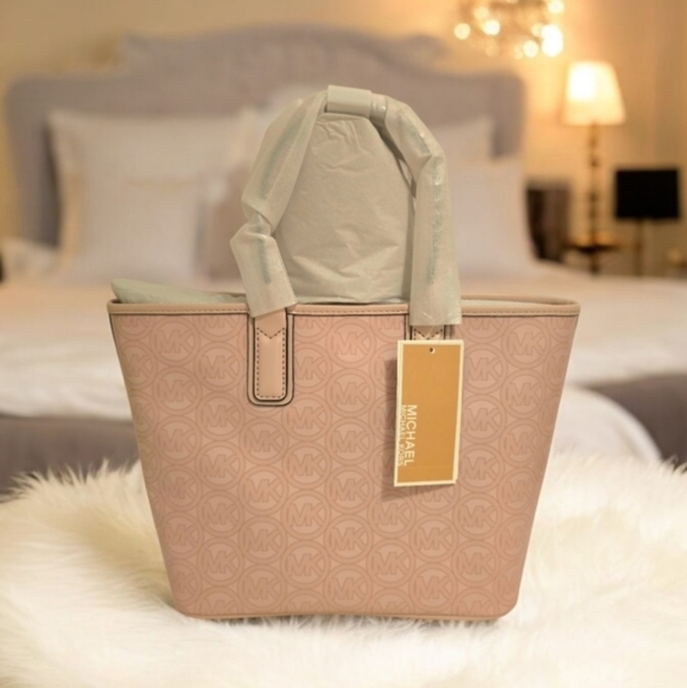 Michael Kors Jodie Jacquard Small Tote Hand Bag‎ Womens Purse NWT Blush Pink